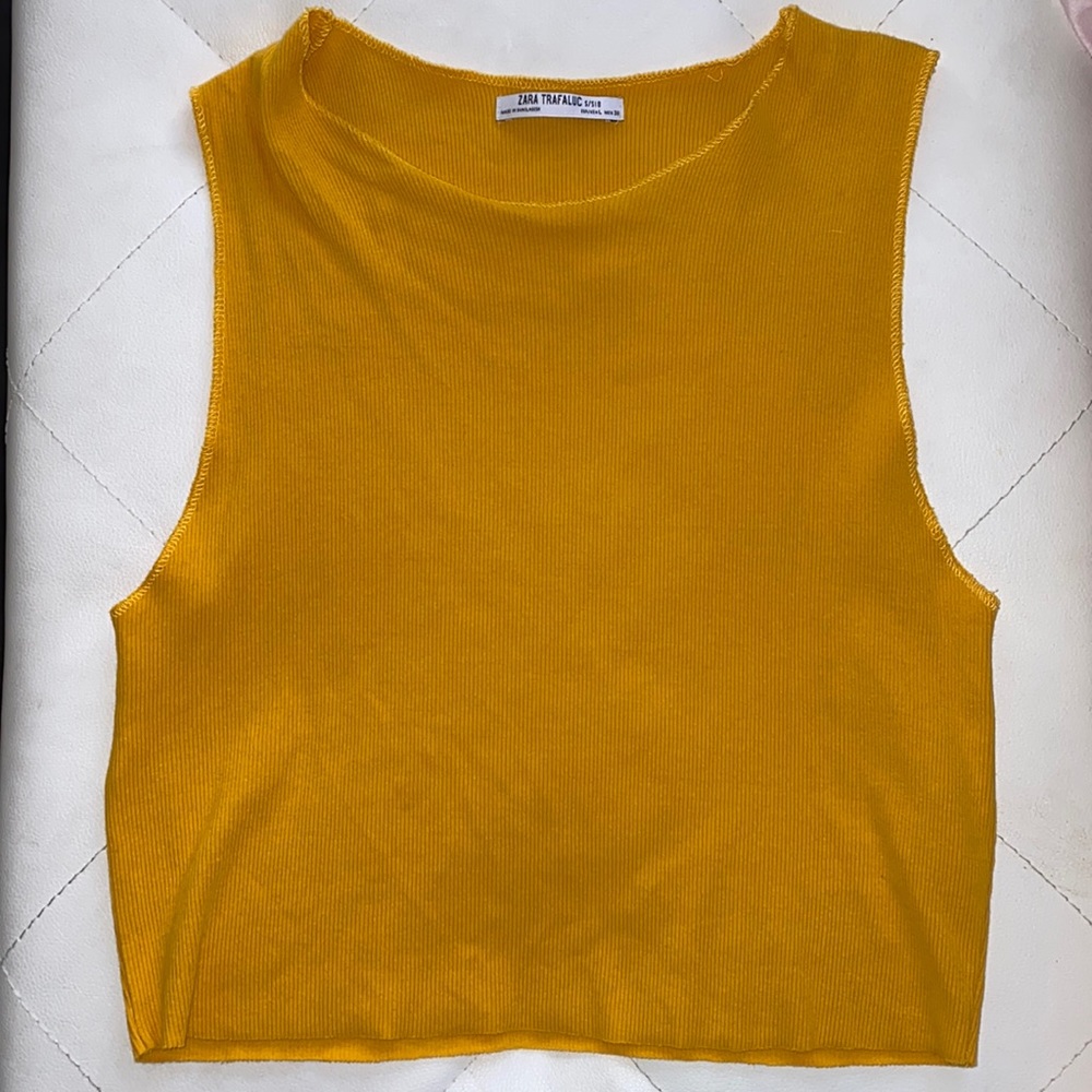 Zara mustard yellow crop top